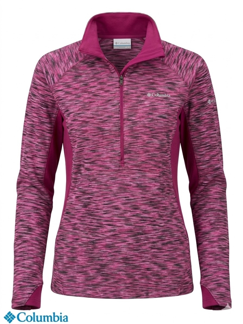 Columbia Pullover Sweater Fleece Womens Large Purple Space Dye Workout Athletic